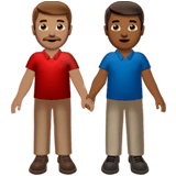 👨🏽‍🤝‍👨🏾 Händchen Haltende Männer: Mittlere Hautfarbe, Mitteldunkle Hautfarbe Emoji von Apple