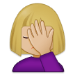 🤦🏼‍♀️ Sich An Den Kopf Fassende Frau: Mittelhelle Hautfarbe Emoji von Samsung