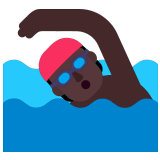 🏊🏿 Плавание: Очень Темный Тон Кожи, смайлик от Microsoft