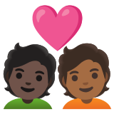 🧑🏿‍❤️‍🧑🏾 Couple with Heart: Person, Person, Dark Skin Tone, Medium-Dark Skin Tone, Emoji by Google