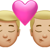 👨🏼‍❤️‍💋‍👨🏼 Kiss: Man, Man, Medium-Light Skin Tone, Emoji by Apple