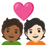 🧑🏾‍❤️‍🧑🏻 Couple with Heart: Person, Person, Medium-Dark Skin Tone, Light Skin Tone, Emoji by Google