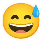 😅 Visage Souriant Avec Une Goutte De Sueur Emoji par Google