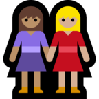 👩🏽‍🤝‍👩🏼 Women Holding Hands: Medium Skin Tone, Medium-Light Skin Tone, Emoji by Microsoft