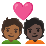🧑🏾‍❤️‍🧑🏿 Couple with Heart: Person, Person, Medium-Dark Skin Tone, Dark Skin Tone, Emoji by Google