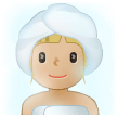 🧖🏼‍♀️ Woman in Steamy Room: Medium-Light Skin Tone, Emoji by Samsung