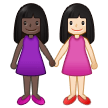 👩🏿‍🤝‍👩🏻 Women Holding Hands: Dark Skin Tone, Light Skin Tone, Emoji by Samsung
