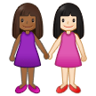 👩🏾‍🤝‍👩🏻 Women Holding Hands: Medium-Dark Skin Tone, Light Skin Tone, Emoji by Samsung