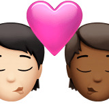 🧑🏻‍❤️‍💋‍🧑🏾 Kiss: Person, Person, Light Skin Tone, Medium-Dark Skin Tone, Emoji by Apple
