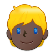 👱🏿 Person: Dunkle Hautfarbe, Blondes Haar Emoji von Samsung