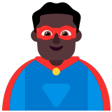 🦸🏿‍♂️ Man Superhero: Dark Skin Tone, Emoji by Microsoft