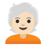 🧑🏻‍🦳 Erwachsener: Helle Hautfarbe, Weißes Haar Emoji von Google