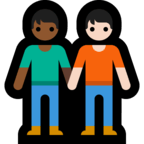 🧑🏾‍🤝‍🧑🏻 People Holding Hands: Medium-Dark Skin Tone, Light Skin Tone, Emoji by Microsoft