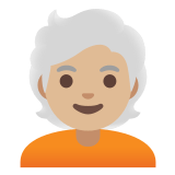 🧑🏼‍🦳 Erwachsener: Mittelhelle Hautfarbe, Weißes Haar Emoji von Google