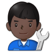 👨🏿‍🔧 Man Mechanic: Dark Skin Tone, Emoji by Samsung