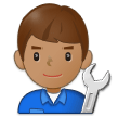 👨🏽‍🔧 Mécanicien : Peau Légèrement Mate Emoji par Samsung
