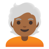🧑🏾‍🦳 Erwachsener: Mitteldunkle Hautfarbe, Weißes Haar Emoji von Google