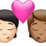 🧑🏻‍❤️‍💋‍🧑🏽 Kiss: Person, Person, Light Skin Tone, Medium Skin Tone, Emoji by Apple