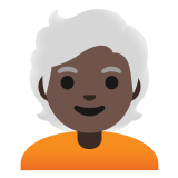 🧑🏿‍🦳 Взрослый: Очень Темный Тон Кожи Седые Волосы, смайлик от Google