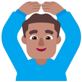 🙆🏽‍♂️ Mann Mit Händen Auf Dem Kopf: Mittlere Hautfarbe Emoji von Microsoft