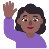 🙋🏾‍♀️ Woman Raising Hand: Medium-Dark Skin Tone, Emoji by Microsoft
