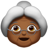 👵🏾 Пожилая Женщина: Темный Тон Кожи, смайлик от Apple