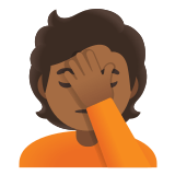 🤦🏾 Sich An Den Kopf Fassende Person: Mitteldunkle Hautfarbe Emoji von Google