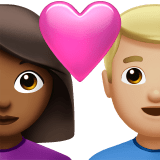 👩🏾‍❤️‍👨🏼 Couple with Heart: Woman, Man, Medium-Dark Skin Tone, Medium-Light Skin Tone, Emoji by Apple
