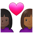 👩🏿‍❤️‍👩🏾 Couple with Heart: Woman, Woman, Dark Skin Tone, Medium-Dark Skin Tone, Emoji by Samsung