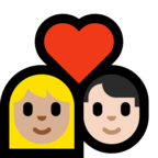 👩🏼‍❤️‍👨🏻 Couple with Heart: Woman, Man, Medium-Light Skin Tone, Light Skin Tone, Emoji by Microsoft