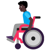 👨🏿‍🦽 Man in Manual Wheelchair: Dark Skin Tone, Emoji by Microsoft