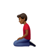 🧎🏾‍♂️ Man Kneeling: Medium-Dark Skin Tone, Emoji by Apple
