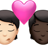 🧑🏻‍❤️‍💋‍🧑🏿 Kiss: Person, Person, Light Skin Tone, Dark Skin Tone, Emoji by Apple