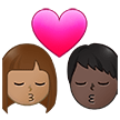 👩🏽‍❤️‍💋‍👨🏿 Kiss: Woman, Man, Medium Skin Tone, Dark Skin Tone, Emoji by Samsung