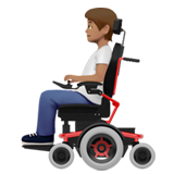 🧑🏽‍🦼 Person in Motorisiertem Rollstuhl: Mittlere Hautfarbe Emoji von Apple