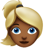 👱🏾‍♀️ Woman: Medium-Dark Skin Tone, Blond Hair, Emoji by Apple