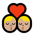👨🏼‍❤️‍💋‍👨🏼 Kiss: Man, Man, Medium-Light Skin Tone, Emoji by Microsoft