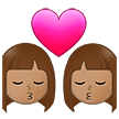 👩🏽‍❤️‍💋‍👩🏽 Kiss: Woman, Woman, Medium Skin Tone, Emoji by Samsung