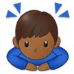 🙇🏾‍♂️ Man Bowing: Medium-Dark Skin Tone, Emoji by Samsung