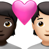 🧑🏿‍❤️‍🧑🏻 Couple with Heart: Person, Person, Dark Skin Tone, Light Skin Tone, Emoji by Apple