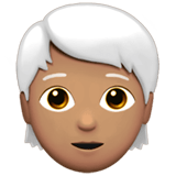 🧑🏽‍🦳 Erwachsener: Mittlere Hautfarbe, Weißes Haar Emoji von Apple