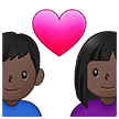 👩🏿‍❤️‍👨🏿 Couple with Heart: Woman, Man, Dark Skin Tone, Emoji by Samsung