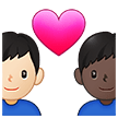 👨🏻‍❤️‍👨🏿 Couple with Heart: Man, Man, Light Skin Tone, Dark Skin Tone, Emoji by Samsung