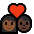 👩🏾‍❤️‍👨🏿 Couple with Heart: Woman, Man, Medium-Dark Skin Tone, Dark Skin Tone, Emoji by Microsoft