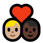 👨🏼‍❤️‍👨🏿 Couple with Heart: Man, Man, Medium-Light Skin Tone, Dark Skin Tone, Emoji by Microsoft