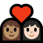 👩🏽‍❤️‍👩🏻 Couple with Heart: Woman, Woman, Medium Skin Tone, Light Skin Tone, Emoji by Microsoft