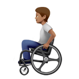 🧑🏽‍🦽 Person in Manuellem Rollstuhl: Mittlere Hautfarbe Emoji von Apple