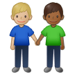 👨🏼‍🤝‍👨🏾 Deux Hommes Se Tenant La Main : Peau Moyennement Claire Et Peau Mate Emoji par Samsung