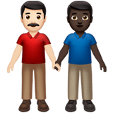 👨🏻‍🤝‍👨🏿 Deux Hommes Se Tenant La Main : Peau Claire Et Peau Foncée Emoji par Apple