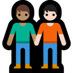 🧑🏻‍🤝‍🧑🏽 People Holding Hands: Light Skin Tone, Medium Skin Tone, Emoji by Microsoft